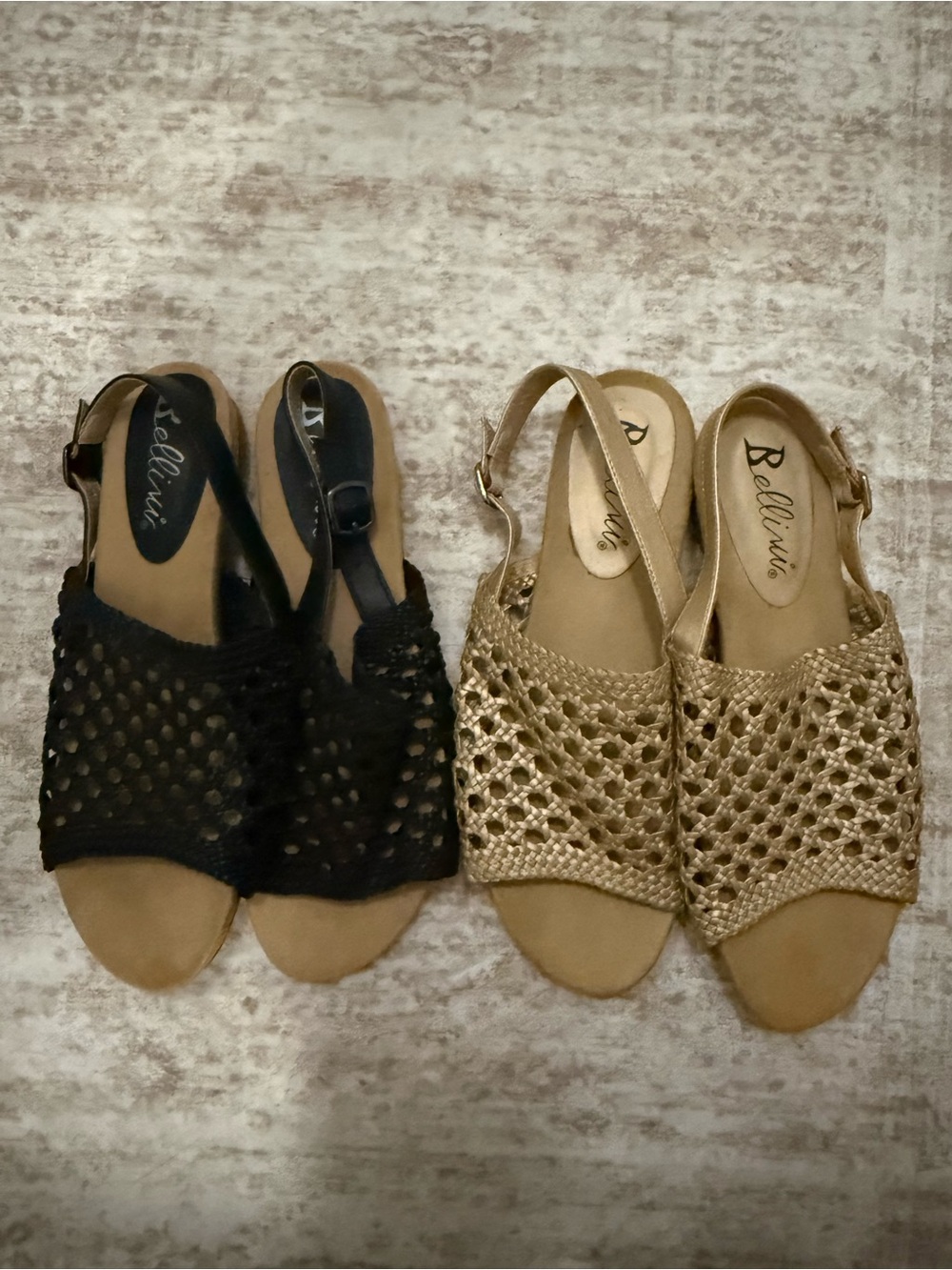 Bellini Woven Slingback Sandals in Black and Gold